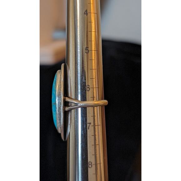 Vintage Navajo Elongated Turquoise Ring Size 6.5 Native American - Picture 6 of 10